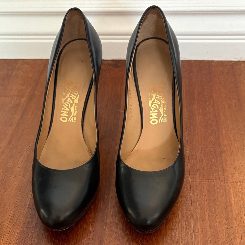 Salvatore Ferragamo Black Leather Heels